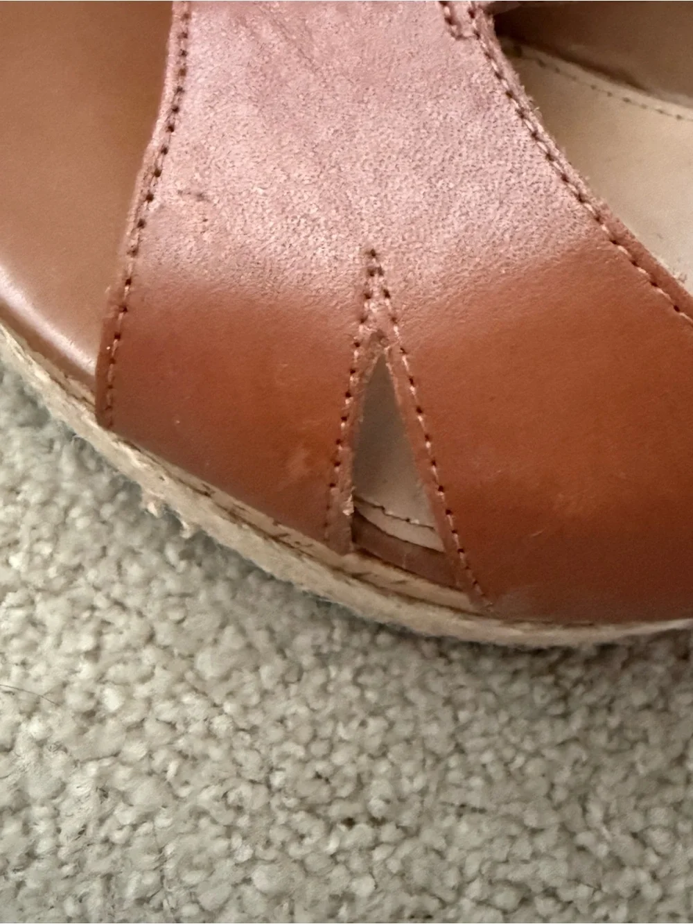 Franco Sarto Brown Leather Cork Wedge Sandals Women’s Size 8.5 - Picture 3 of 9